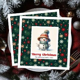 Servilleta De Papel De Cena Merry Christmas Snowman Napkins Personalized Custo