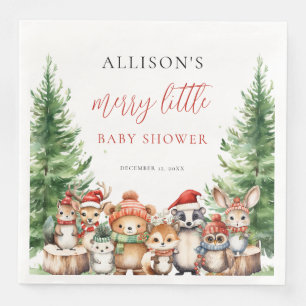Servilleta De Papel De Cena Merry Little Christmas Baby Shower Bosque de Invie