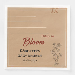 Servilleta De Papel De Cena Minimalist Baby In Bloom Wildflower Baby Shower