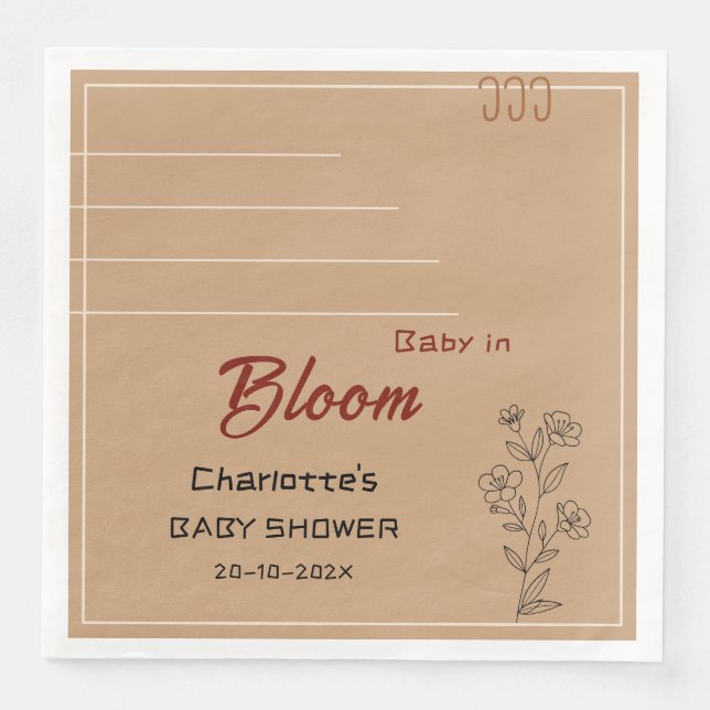Servilleta De Papel De Cena Minimalist Baby In Bloom Wildflower Baby Shower (Anverso)