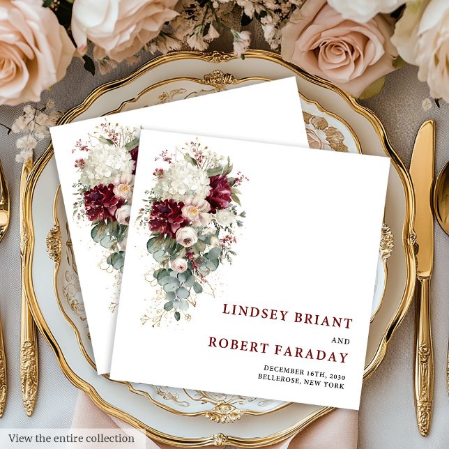 Servilleta De Papel De Cena Minimalist Boho Burgundy Gold Rose Paper Napkins (Minimalist Boho Burgundy Gold Rose Paper Napkin)