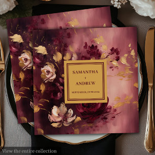 Servilleta De Papel De Cena Moda Burgundy Rubor Boda de oro Napkins de papel