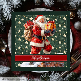 Servilleta De Papel De Cena Moda Vintage Watercolor Santa Claus Napkins