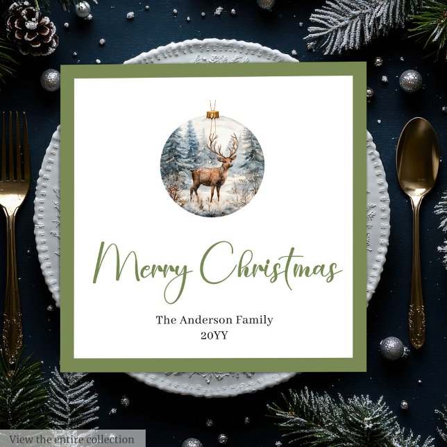 Servilleta De Papel De Cena Modern Boho Christmas Scene Botanical Dinner (Modern Boho Christmas Scene Botanical Dinner Napkins)