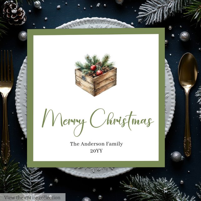 Servilleta De Papel De Cena Modern Boho Christmas Tree Botanical Party Napkins (Modern Boho Christmas Tree Botanical Party Napkins)