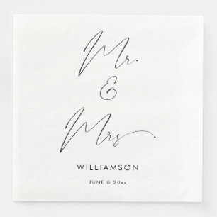 Servilleta De Papel De Cena Modern Elegant Calligraphy Script Mr. y Mrs.