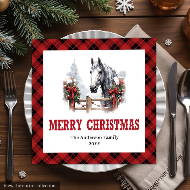 Servilleta De Papel De Cena Modern Western Tartan Christmas Paper Napkins (Modern Western Tartan Christmas Paper Napkins)