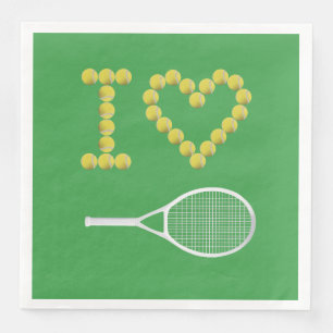 Servilleta De Papel De Cena Moderno Me Encanta El Campo De Tenis Verde