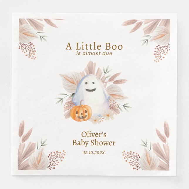 Servilleta De Papel De Cena Moderno y elegante Pequeño Boo Boho Fantasma Baby  (Anverso)