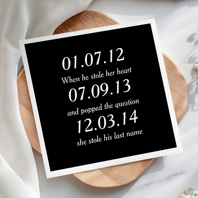 Servilleta De Papel De Cena Momentos Románticos Fechas Personalizadas Boda Per (Subido por el creador)
