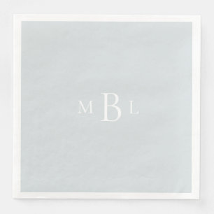 Servilleta De Papel De Cena Monograma blanco Polvoriento Blue Elegant Wedding