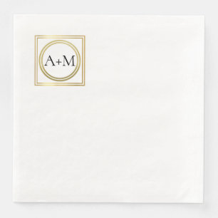 Servilleta De Papel De Cena Monograma Boda elegante clásico-moderno