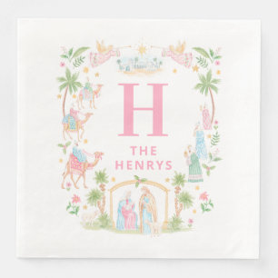 Servilleta De Papel De Cena Monograma de Natividad de Pastel