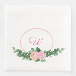 Servilleta De Papel De Cena Monograma de Peony Swag