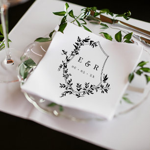 Servilleta De Papel De Cena Monograma del Boda clásico del Escudo de la piel n