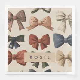 Servilleta De Papel De Cena Monograma Patrón de reverso retro personalizado