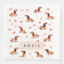 Servilleta De Papel De Cena Monograma Perro Cute Dachshund Personalizado