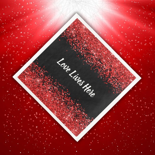 Servilleta De Papel De Cena Monograma - Texto blanco sobre negro con purpurina (Subido por el creador)