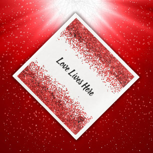 Servilleta De Papel De Cena Monograma - Texto negro sobre blanco con purpurina