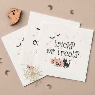 Servilleta De Papel De Cena Motivo de gato negro de Halloween Trick or Treat I
