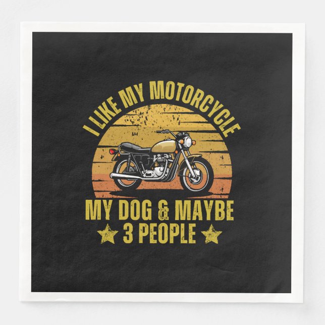 Servilleta De Papel De Cena Motocicleta de perro (Anverso)