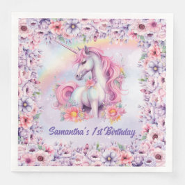 Servilleta De Papel De Cena Nacimiento del Chica Pastel de Agua Unicornio