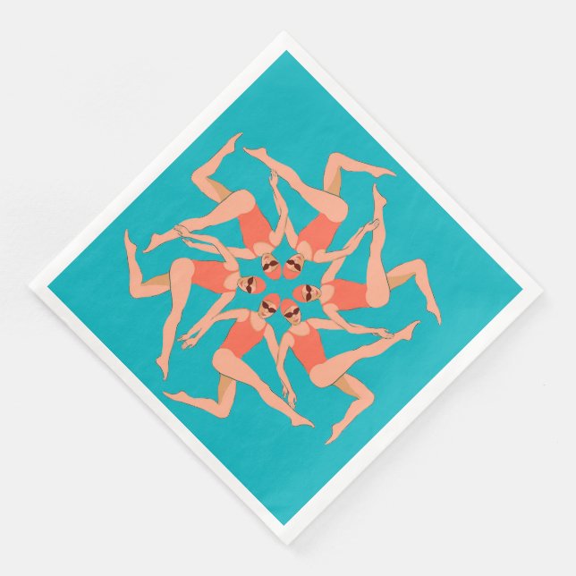 Servilleta De Papel De Cena Nadadores - Natación Sincronizada (Esquina)