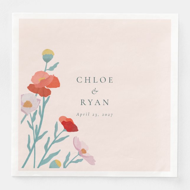 Servilleta De Papel De Cena Napkin de papel de armonía floral (Anverso)