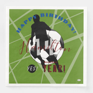 Servilleta De Papel De Cena Napkin de papel de cumpleaños con tema de fútbol H