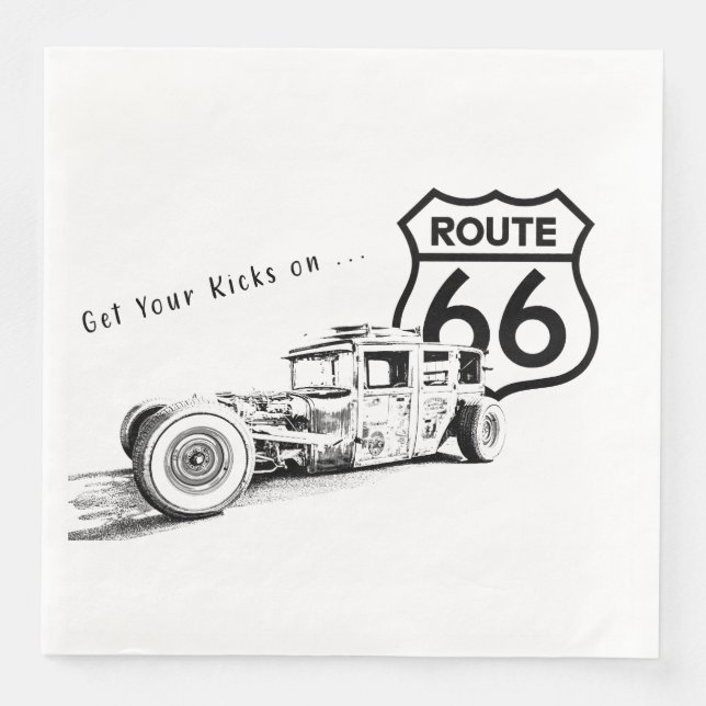 Servilleta De Papel De Cena Napkin de papel Route 66 (Anverso)