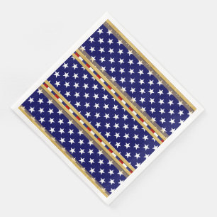 Servilleta De Papel De Cena Napkin de Stars Gold Blue Paper