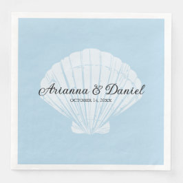 Servilleta De Papel De Cena Napkins Boda Beach Blue Seashell