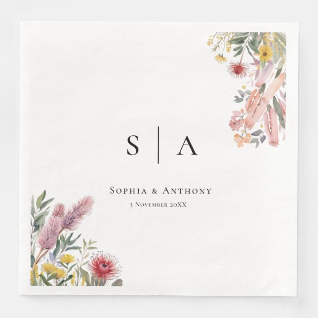 Servilleta De Papel De Cena Napkins Boda Botánico de Australia (Anverso)
