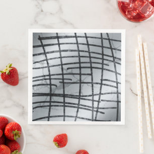 Servilleta De Papel De Cena Napkins de líneas abstractas plateadas
