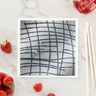 Servilleta De Papel De Cena Napkins de líneas abstractas plateadas
