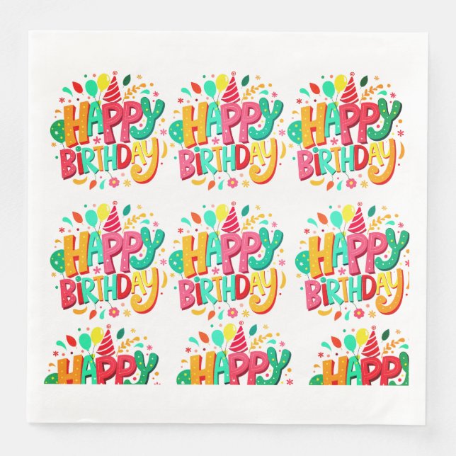 Servilleta De Papel De Cena Napkins de papel de cumpleaños (Anverso)