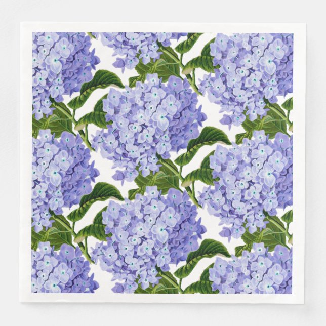 Servilleta De Papel De Cena Napkins de papel-Hydrangeas azules (Anverso)