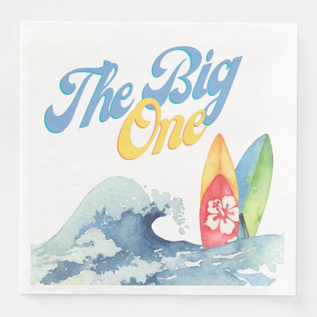 Servilleta De Papel De Cena Napkins Fiesta de Surf First Birday (Anverso)
