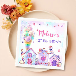 Servilleta De Papel De Cena Napkins Pastel Pink Ice Cream Birday Party