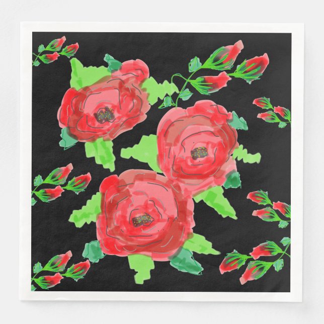 Servilleta De Papel De Cena Napkins Red Rose Paper (Anverso)