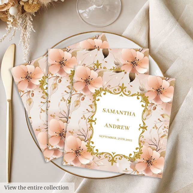 Servilleta De Papel De Cena Napkins único Boda de Rubor Gold Boho (Unique Blush Gold Boho Wedding Napkins)