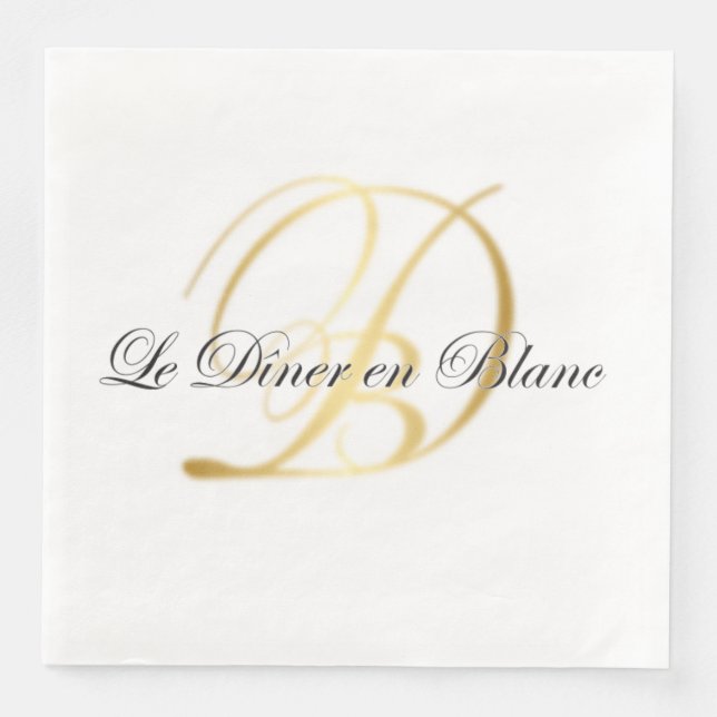 Servilleta De Papel De Cena Napma monogramada para la cena en Blanc (Anverso)