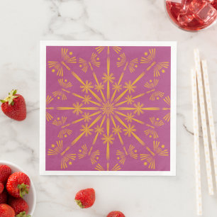 Servilleta De Papel De Cena Nápoles de papel Retro Mandala Boysenberry