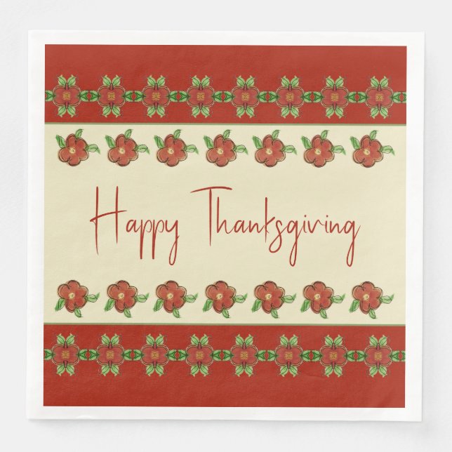 Servilleta De Papel De Cena Naranja Beige Creamy Y Bonito Verde (Anverso)