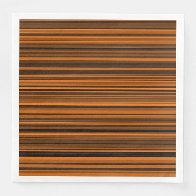 Servilleta De Papel De Cena Naranja Brown Black Stripes (Anverso)