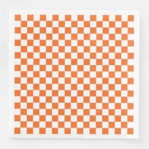 Servilleta De Papel De Cena Naranja Checkerboard