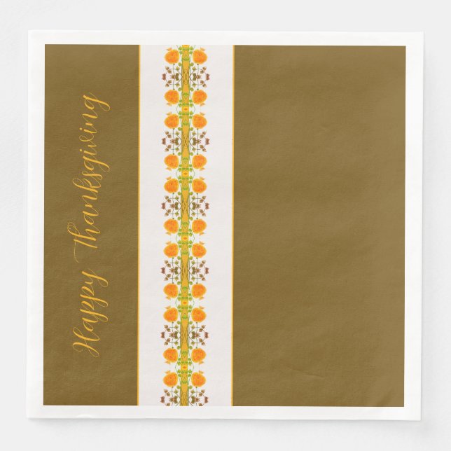 Servilleta De Papel De Cena Naranja de Acción de Gracias Acentuado Patterned (Anverso)