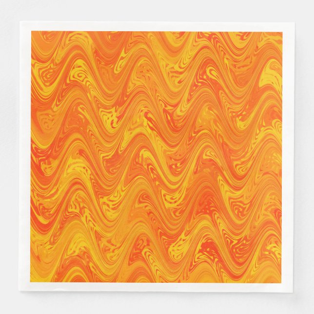 Servilleta De Papel De Cena Naranja de mareo Patrón rojo amarillo (Anverso)