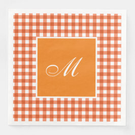Servilleta De Papel De Cena Naranja personalizado Gingham Plaid