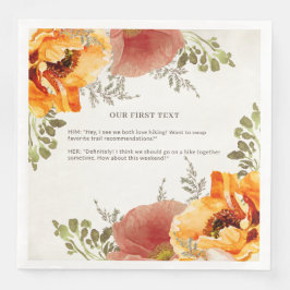 Servilleta De Papel De Cena Naranja quemado Floral Nuestro primer Boda de text